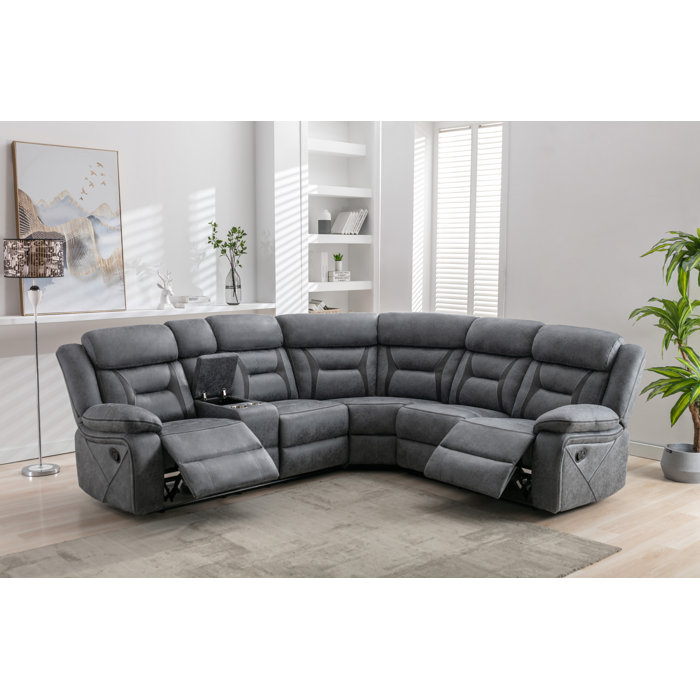 Ebern Designs Ilitia 3 Piece Upholstered Reclining Corner Sofa